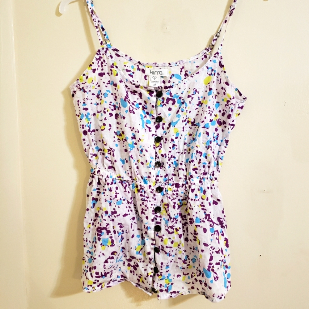 Kirra paint splatter button down adjustable tank top size xs in great condition